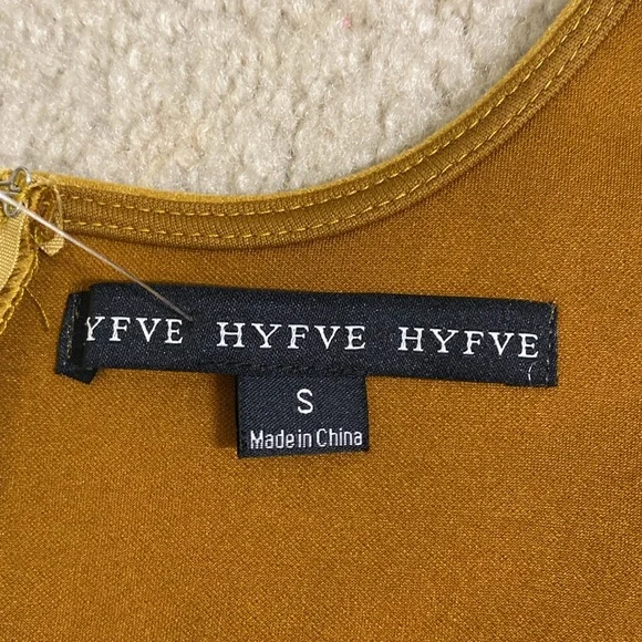 Hyfve Bodycon Tank Dress Suede Feel Mustard Small - Picture 4 of 5